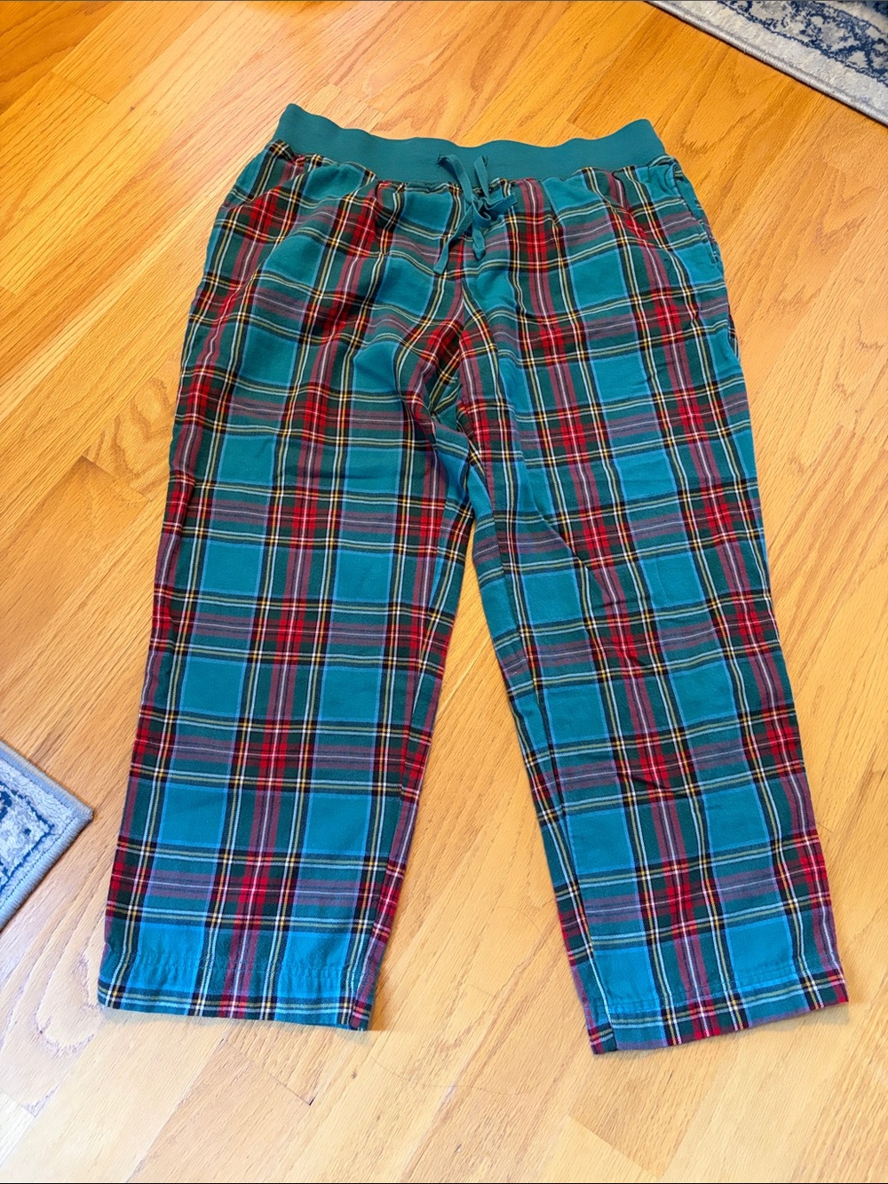 L. L. Bean Flannel PJ Pants Green Plaid Cotton Flannel Loungewear Large Petite